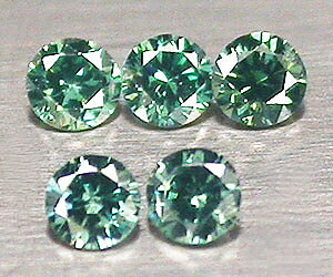 5 lujosos diamantes verdes azules naturales genuinos redondos de 1,6 mm
