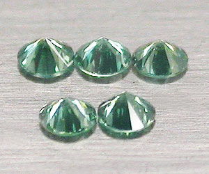 5 lujosos diamantes verdes azules naturales genuinos redondos de 1,6 mm - 2