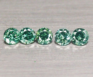 5 lujosos diamantes verdes azules naturales genuinos redondos de 1,6 mm - 3