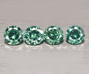 4 lujosos diamantes verdes azules naturales genuinos redondos de 1,6 mm