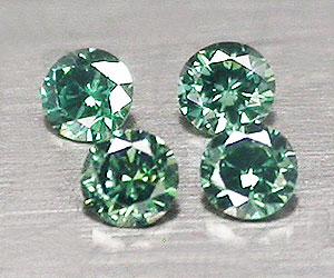 4 lujosos diamantes verdes azules naturales genuinos redondos de 1,6 mm - 3