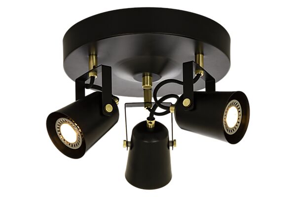 METZ takspot rondell, svart/matt mässing - Aneta Lighting