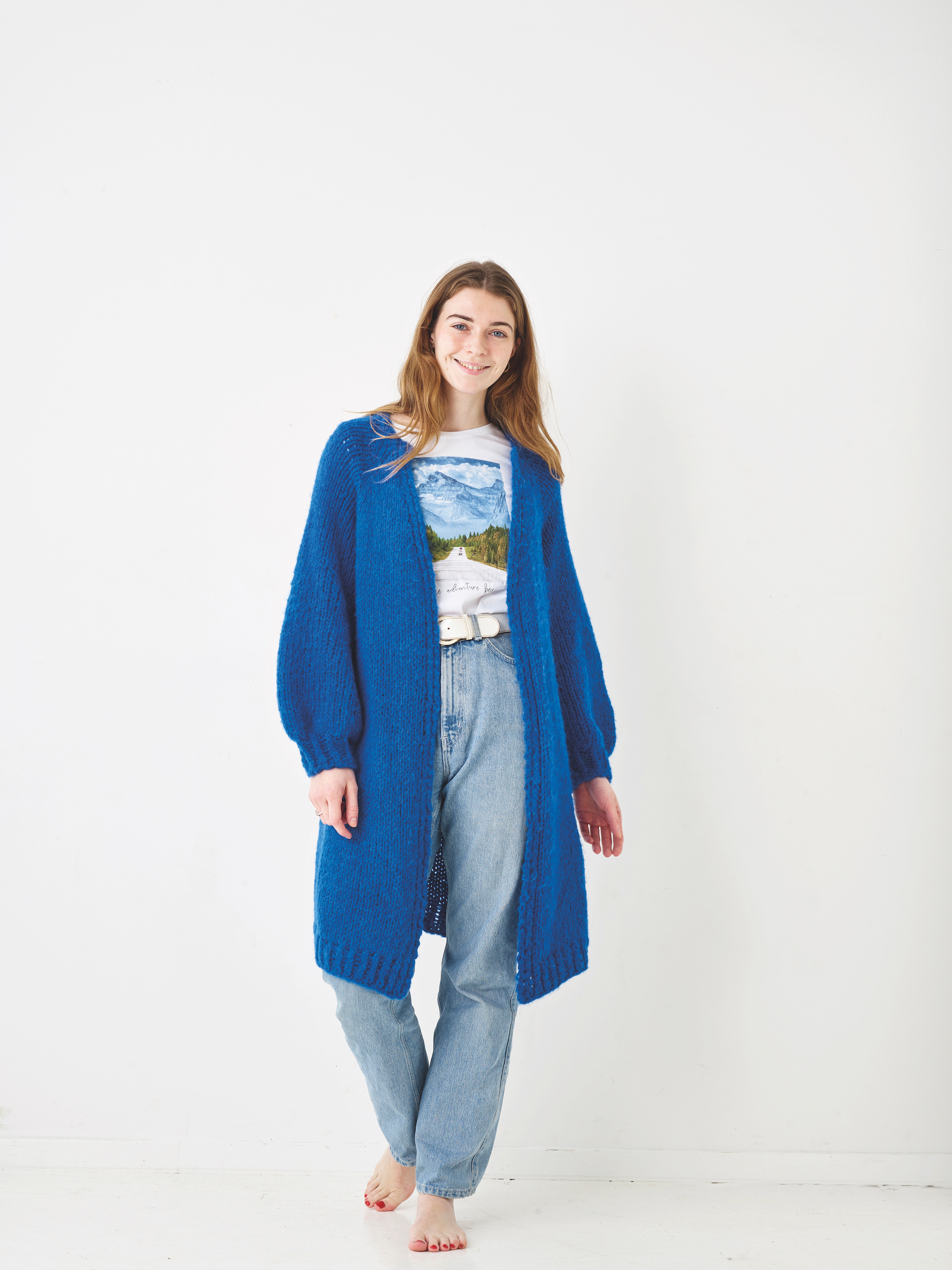Lång raglancardigan i 2 trådar Elsa by Permin