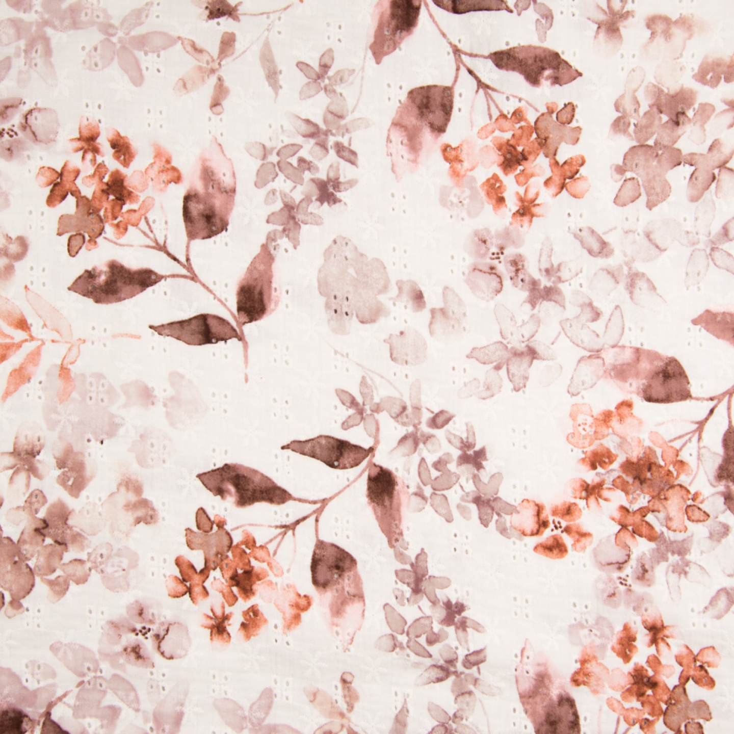MUSLIN - FLORALS EMBROIDERY RUSTY