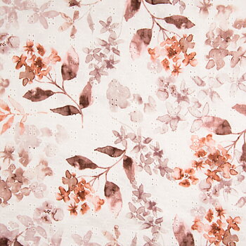 MUSLIN - FLORALS EMBROIDERY RUSTY