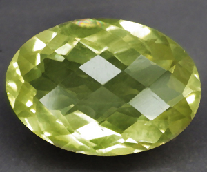 Piedra preciosa de cuarzo limón con talla de tablero de ajedrez ovalada grande de 10,77 ct - 3