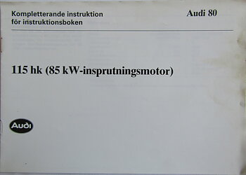 1991 Audi 80 Instruktionsbok tillägg 10/90