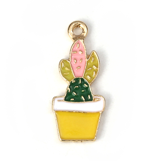 Berlock -  Enameld  Cactus yellow,  Pot