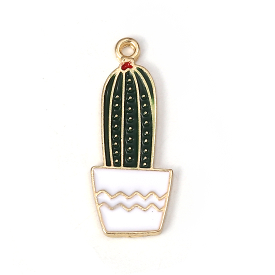 Berlock -  Enameld  green Cactus white  Pot