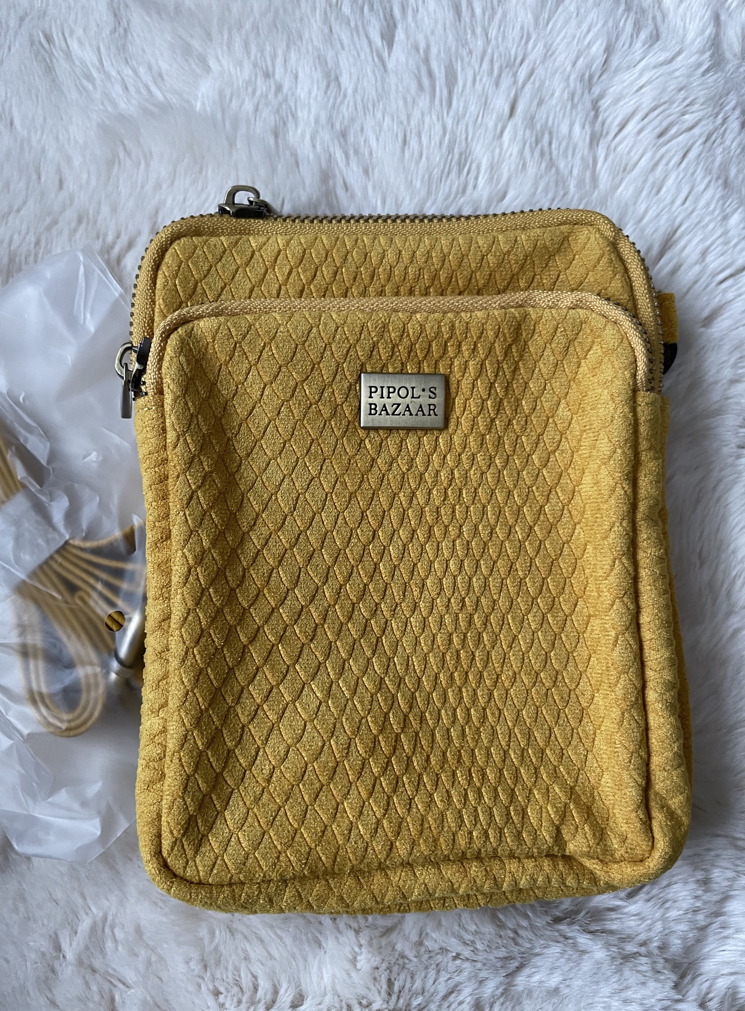 TRIPLE ZIP BAG IMPRESS MUSTARD