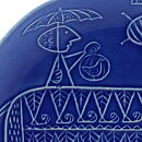 Stig Lindberg (Piazza 1960) Blue Dish with Elephant Relief Decor 27 cm