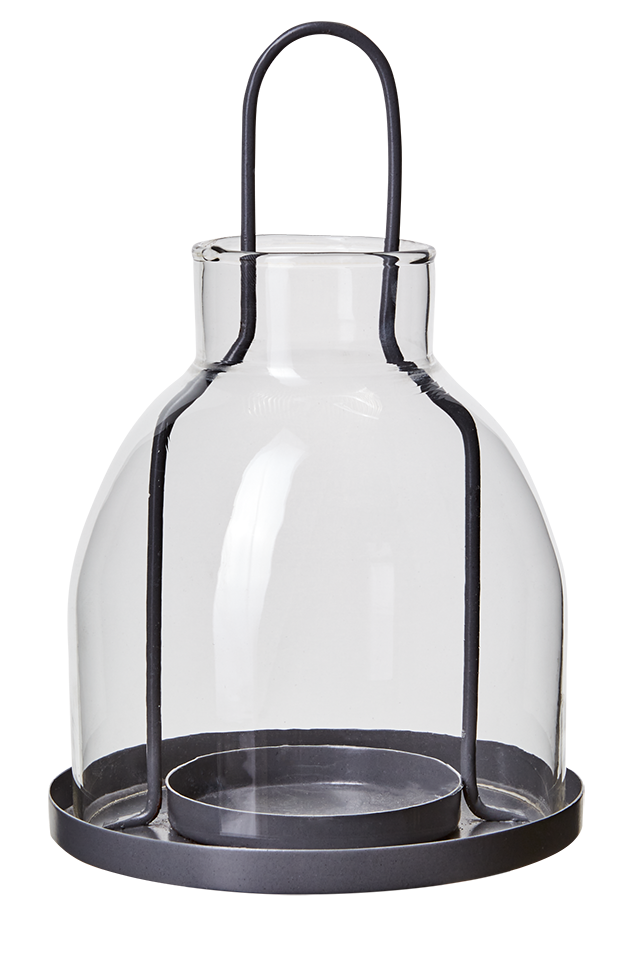 Glaskupa - Hänglykta - Lykta med fat - Ø14xH16/22 cm - 2
