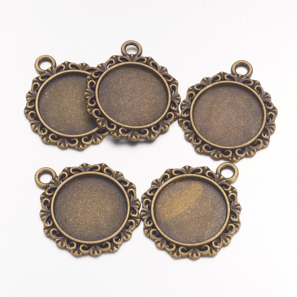 Cabochon Setting , Vintage 18mm,  Bronze - 2