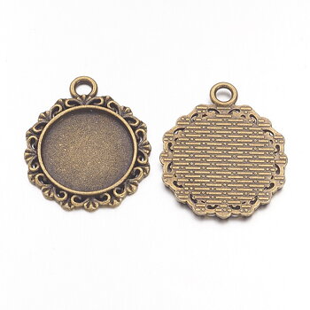 Cabochonhållare/ fäste-  Vintage 18mm,  Brons