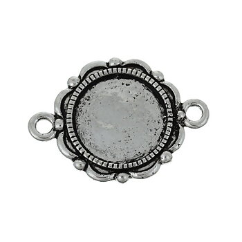 Cabochonhållare/ fäste- Connector, Silver 14mm