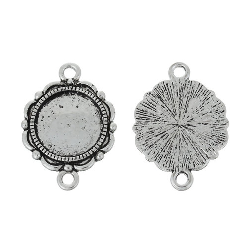 Cabochonhållare/ fäste- Connector, Silver 14mm - 2