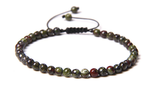 Drakblod Jaspis Armband  - 4mm Pärlor