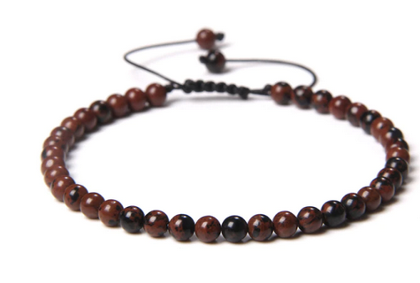 Mahogny Obsidian Armband  - 4mm Pärlor