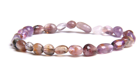 Cacoxenit /Ametist Mix Armband  - 6x3mm Pärlor