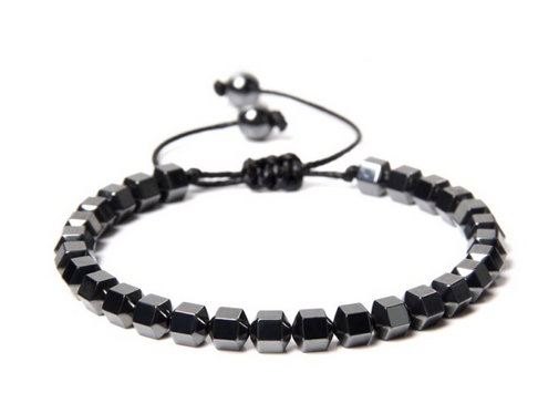 Hematit  Armband med 5 sidiga pärlor