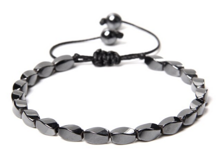 Hematit Armband med Mjuka 4-sidiga pärlor