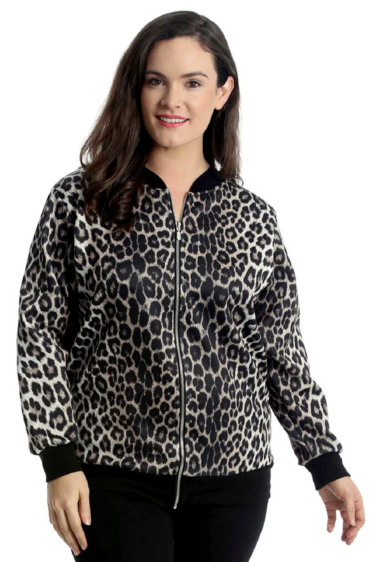 Bomberjacka med dragkedja, leopard 