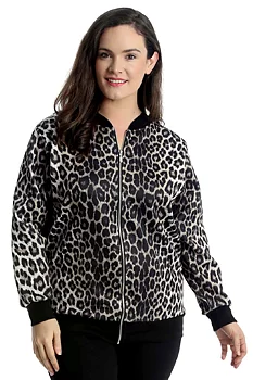 Bomberjacka med dragkedja, leopard 