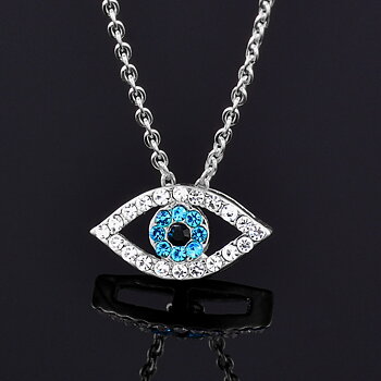 Halsband "Blue Evil Eye" med Cubic Zirconia och i 925 Sterling Silverplätering