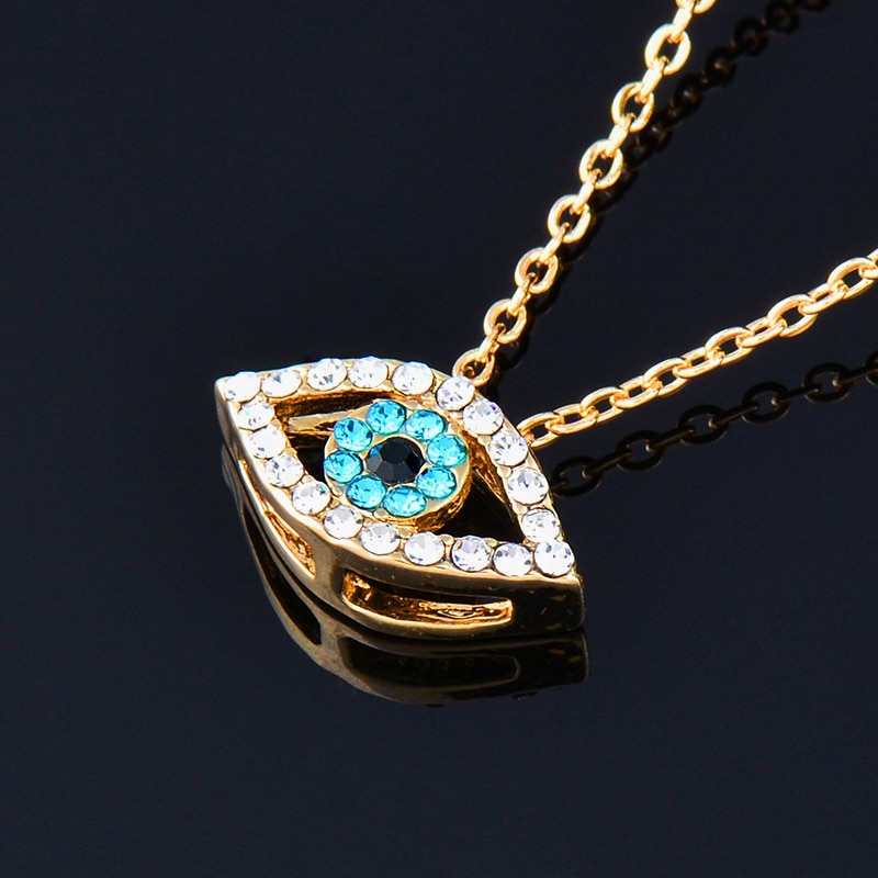 Halsband "Blue Evil Eye" med Cubic Zirconia och i  18K Guldplätering - 2