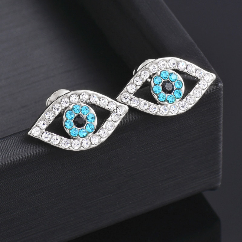 Örhängen "Blue Evil Eye" i 925 Sterling Silverplätering