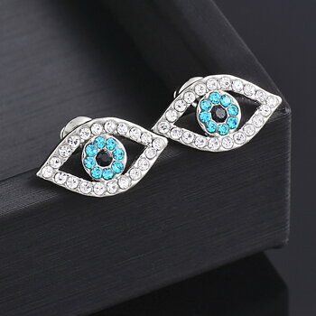 Örhängen "Blue Evil Eye" i 925 Sterling Silverplätering