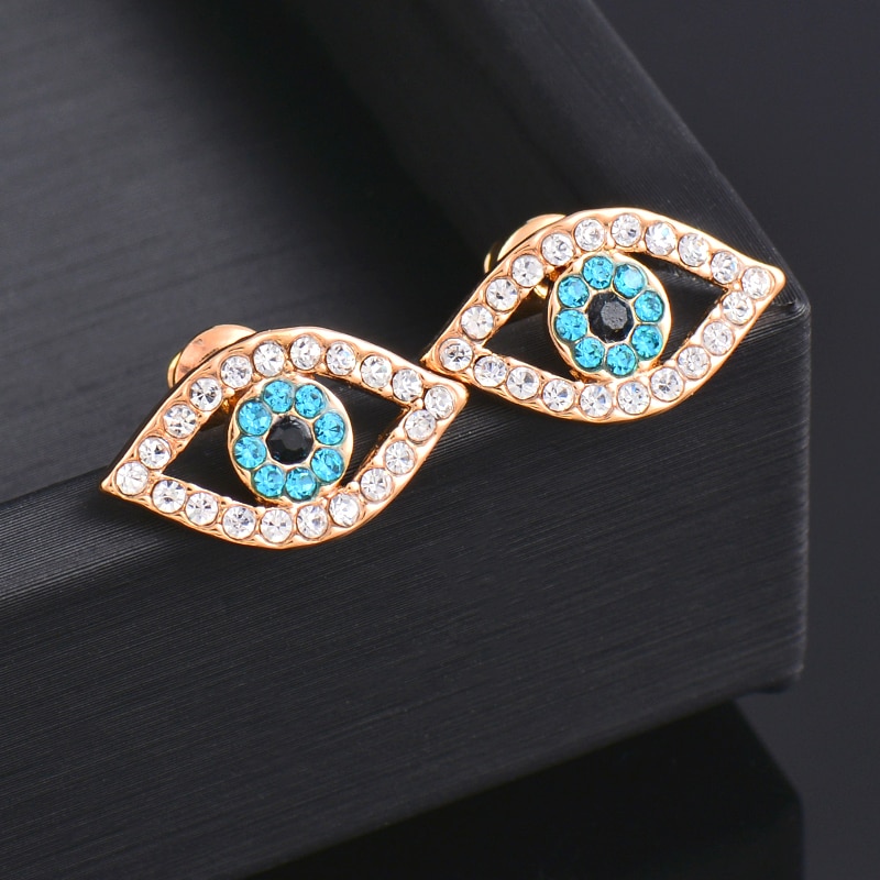Örhängen "Blue Evil Eye" i 18K Guldplätering