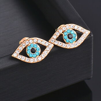 Örhängen "Blue Evil Eye" i 18K Guldplätering