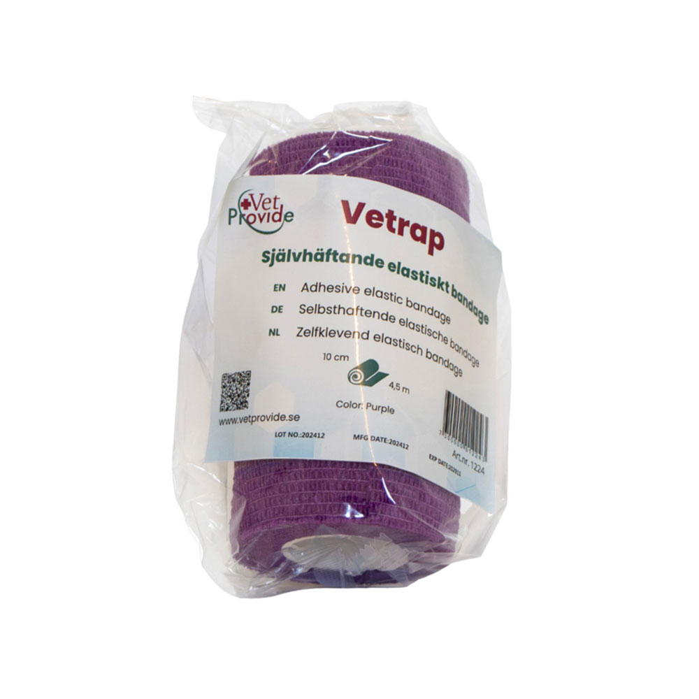 Paars Vetrap elastisch zelfklevend verband 10cm x 4,5m van VetProvide.