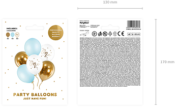 Balloon ''One'' gold and light blue 6 pcs