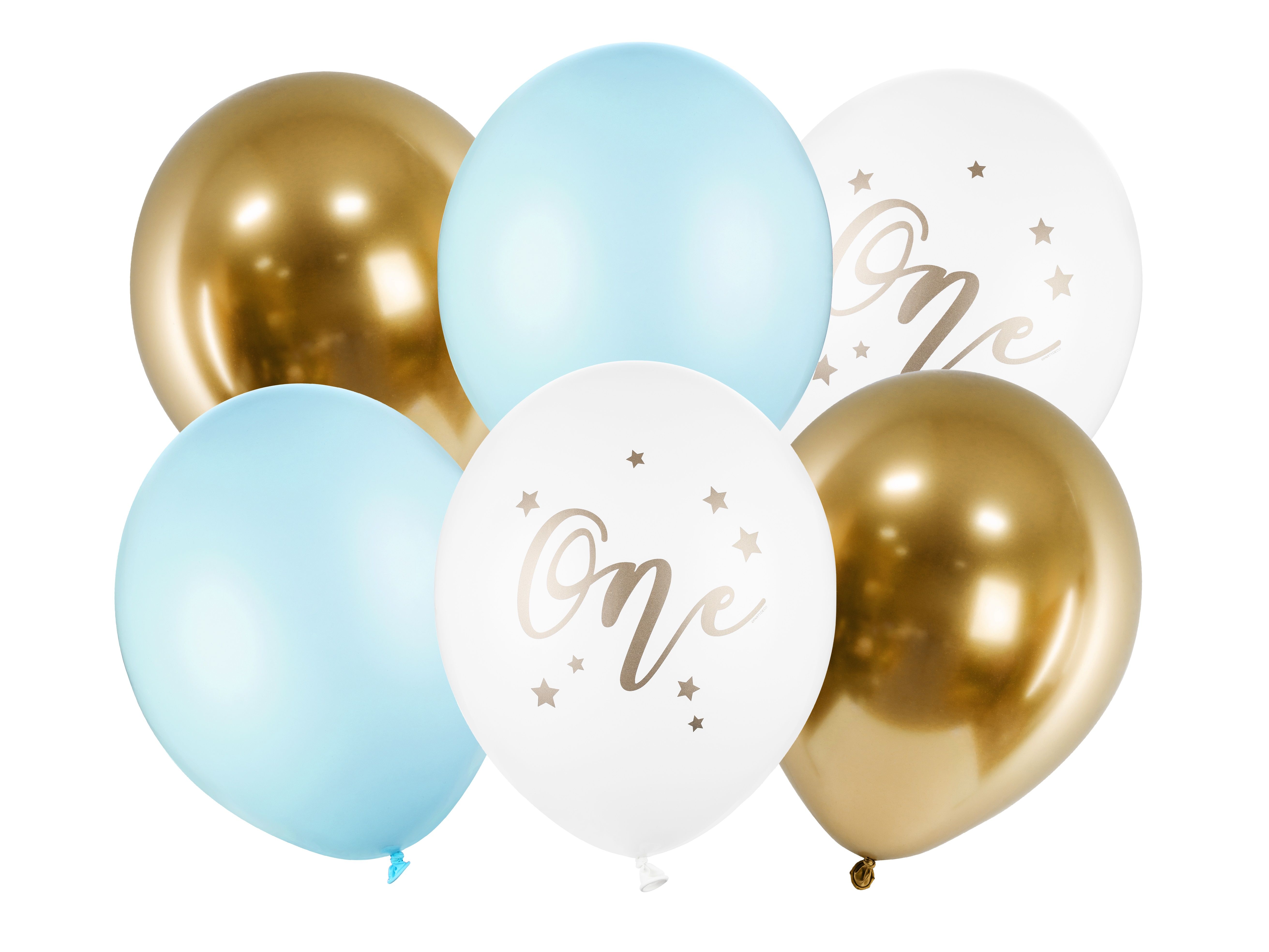 Balloon ''One'' gold and light blue 6 pcs