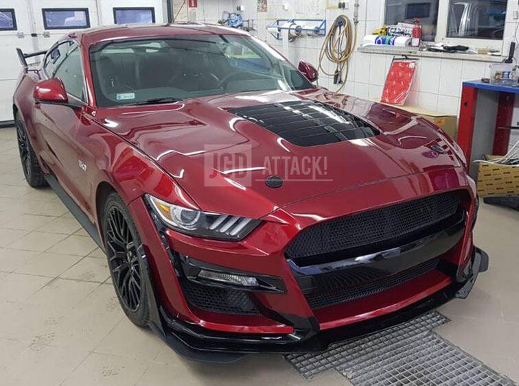 GT500 Style 1:1 Aluminium Huv - Olackad  (MUSTANG 15-17 V6, GT, Ecoboost) - 3