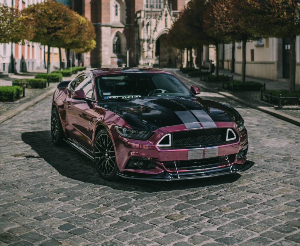GT500 Style 1:1 Aluminium Huv - Olackad  (MUSTANG 15-17 V6, GT, Ecoboost)