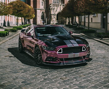 GT500 Style 1:1 Aluminium Huv - Olackad  (MUSTANG 15-17 V6, GT, Ecoboost)