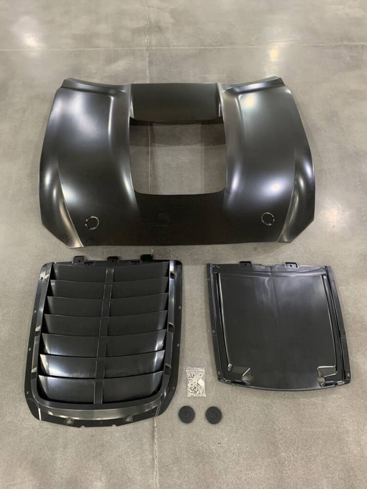 GT500 Style 1:1 Aluminium Huv - Olackad  (MUSTANG 15-17 V6, GT, Ecoboost) - 9