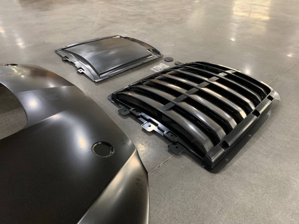 GT500 Style 1:1 Aluminium Huv - Olackad  (MUSTANG 15-17 V6, GT, Ecoboost) - 8