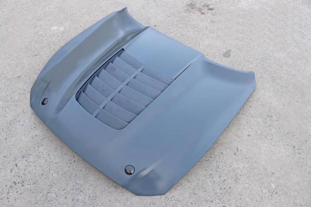 GT500 Style 1:1 Aluminium Huv - Olackad  (MUSTANG 15-17 V6, GT, Ecoboost) - 6