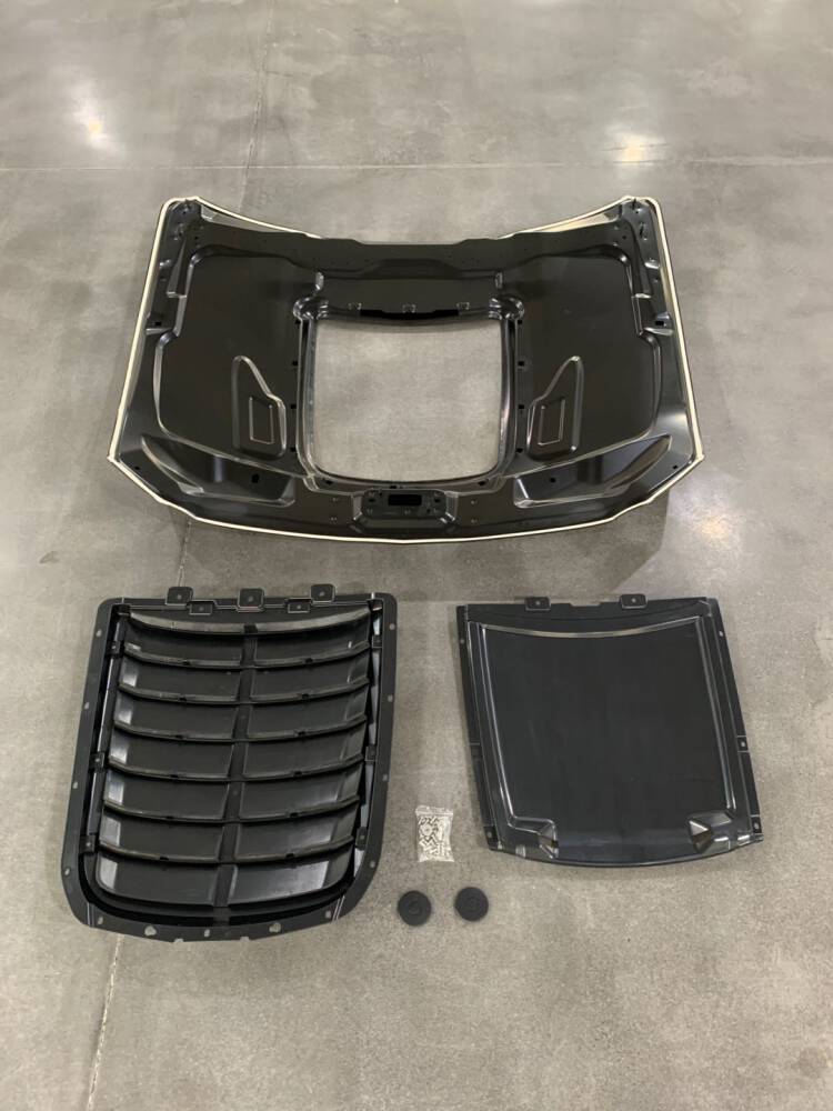 GT500 Style 1:1 Aluminium Huv - Olackad  (MUSTANG 15-17 V6, GT, Ecoboost) - 11