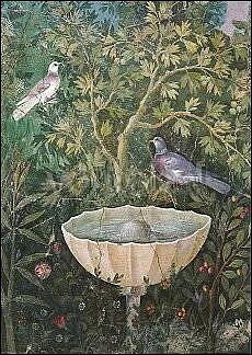 Fountain and Birds (Details of a fresco, Pompeii), Postcard