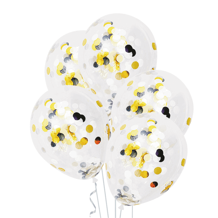 Konfettiballong 4-pack  mix guld/svart