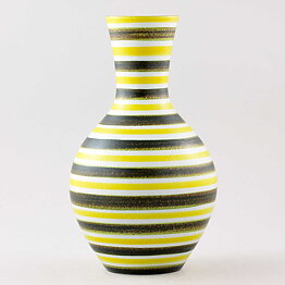 Stig Lindberg (1950s) Green and Yellow Faience Vase with Swelling Base #135 21 cm