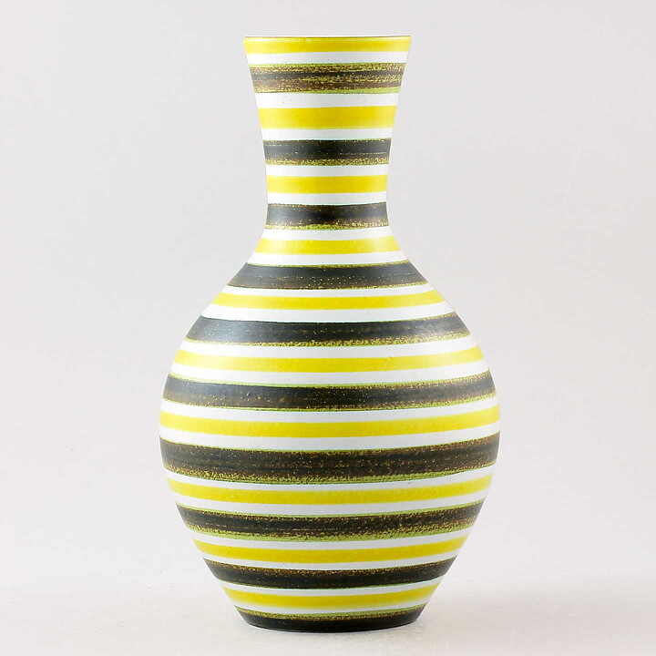 スティグ・リンドベリ ファイアンス製 グリーン/イエローのカラフルなベース Vase 1950年代 