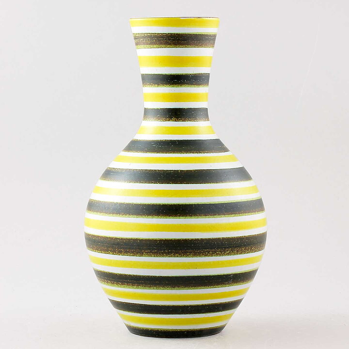 スティグ・リンドベリ ファイアンス製 グリーン/イエローのカラフルなベース Vase 1950年代 