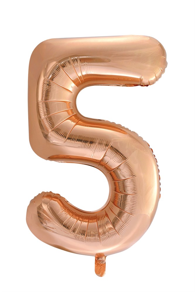 Folie ballong Nummer 5 Rosé guld 86 cm
