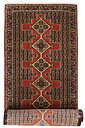 Persisk Senneh Matta 92x385 - Handknuten - Roströd/Brun/Mörkblå/Grön- (Persisk, Iran, Ull)